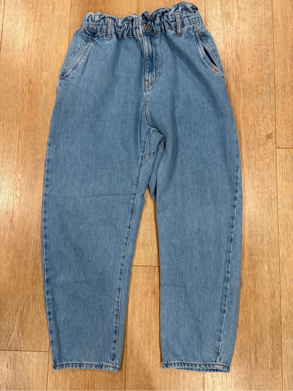 Zara High Rise Paperbag Balloon Jeans Medium Wash Size 8